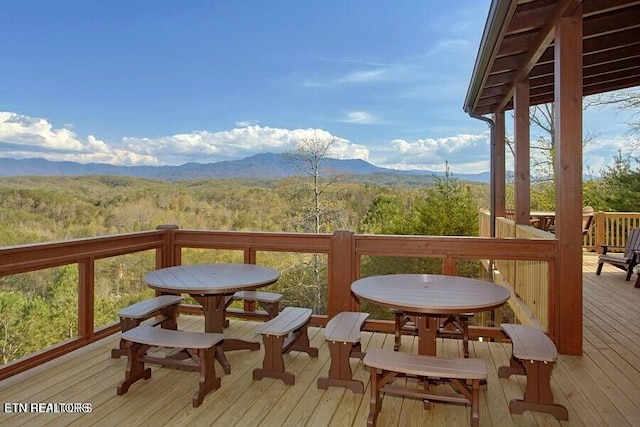 deck with a mountain view