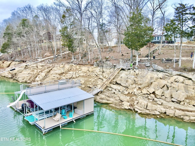 view of dock featuring a water view