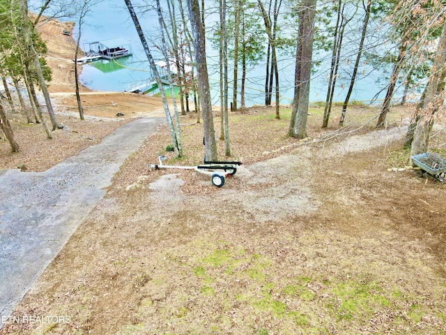 view of road featuring a water view