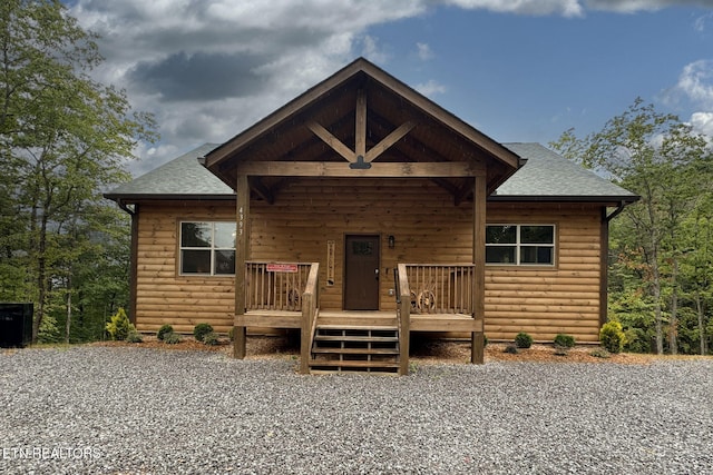 view of log home