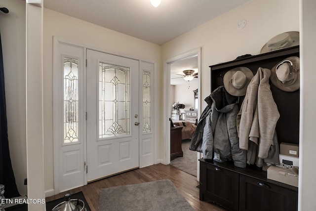 entryway featuring dark wood-type flooring