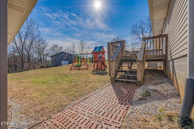 view of play area with a lawn