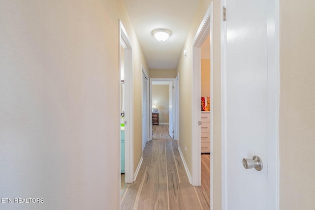 hallway with light wood-type flooring