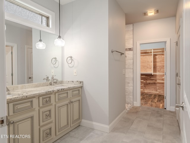 bathroom featuring vanity and tile patterned floors