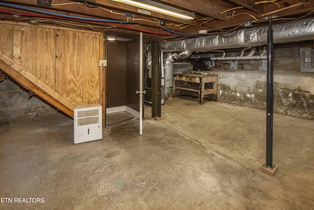 basement featuring electric panel