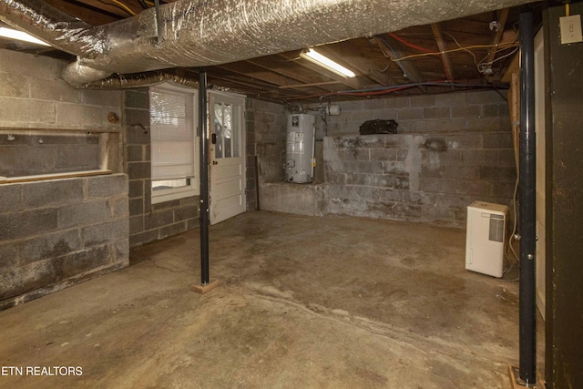 basement with water heater