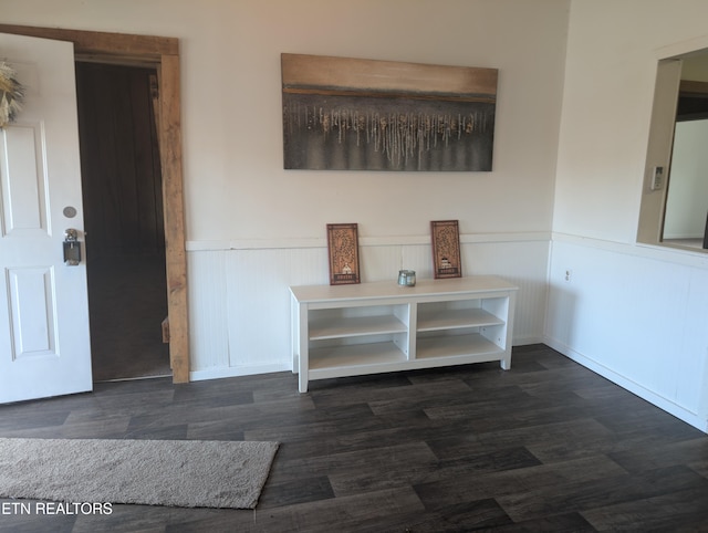 interior space with dark hardwood / wood-style flooring