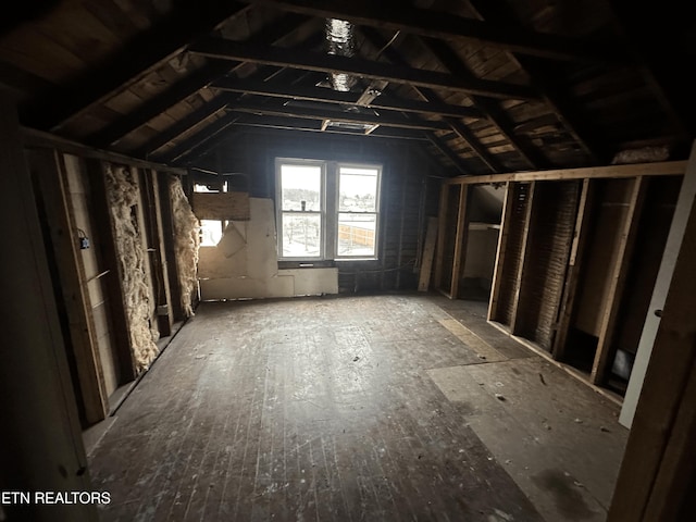 view of unfinished attic