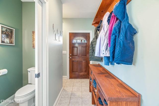 mudroom featuring light tile patterned flooring