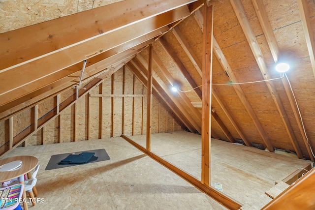 view of unfinished attic