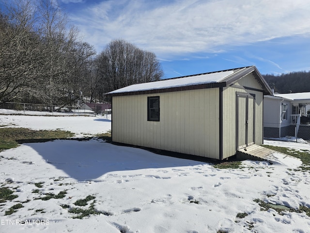 view of snow covered structure