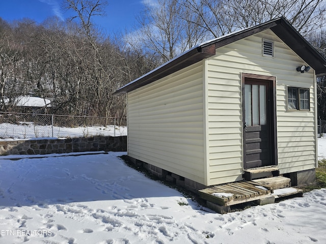 view of snow covered structure