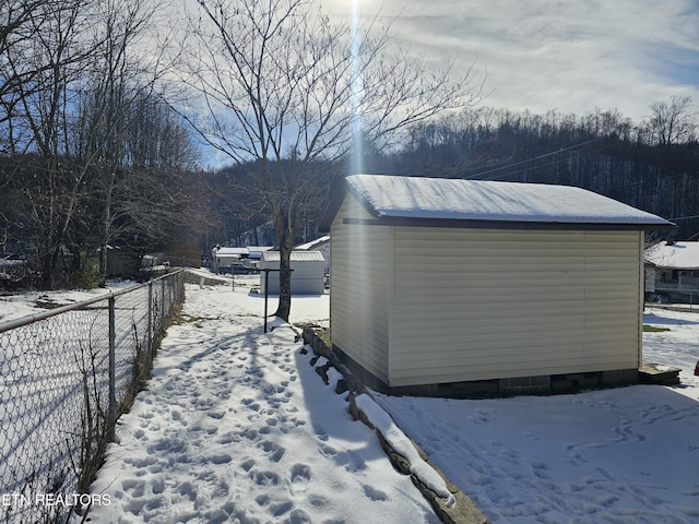 view of snow covered exterior