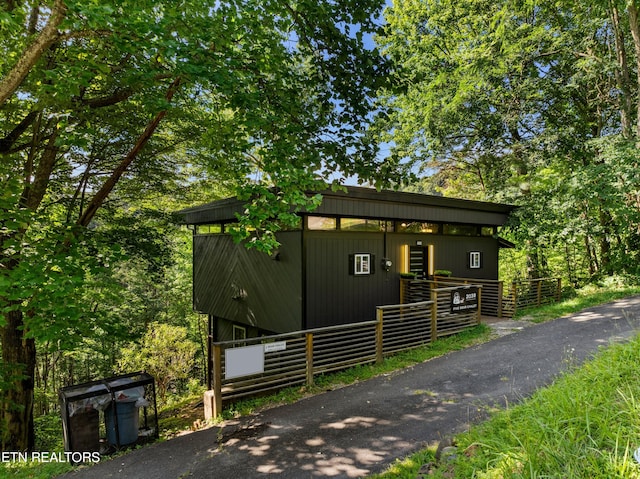 modern home with an outbuilding