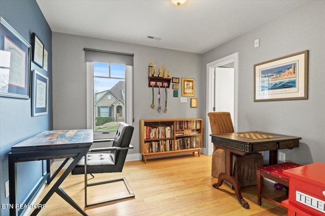 office featuring light hardwood / wood-style floors