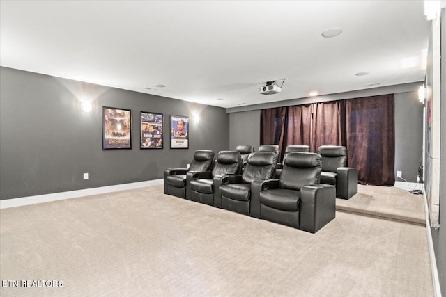 view of carpeted cinema room