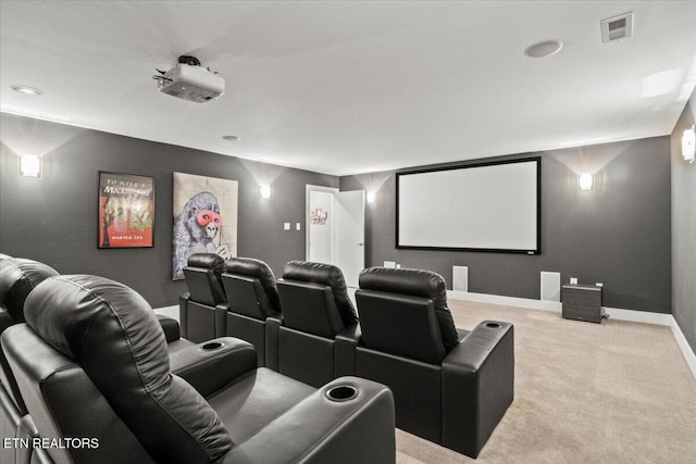 view of carpeted cinema room