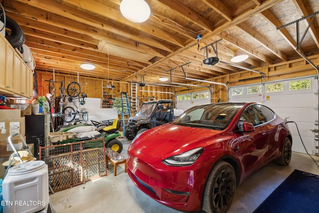 garage with a garage door opener