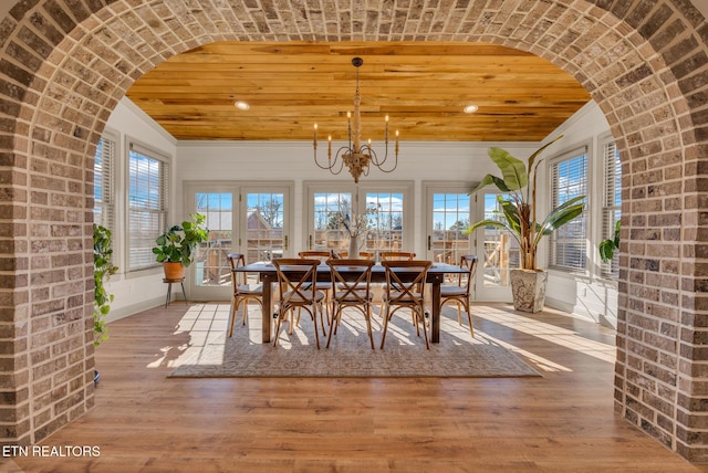 309 W Cleveland Ave, Monterey, TN 38574 - unfurnished sunroom with wooden ceiling, a healthy amount of sunlight, and a notable chandelier