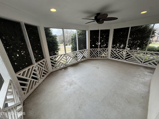 view of unfurnished sunroom