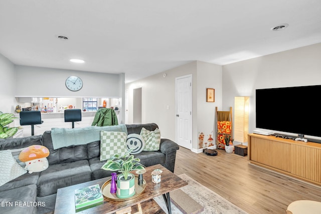 living room with light wood-type flooring