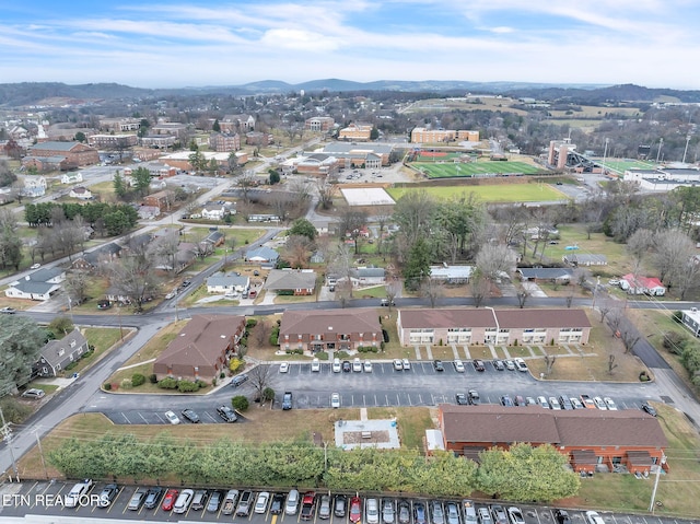 drone / aerial view with a mountain view