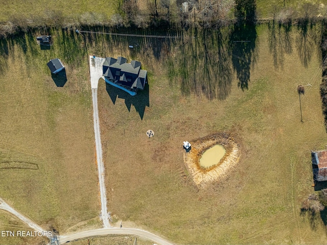 drone / aerial view with a rural view