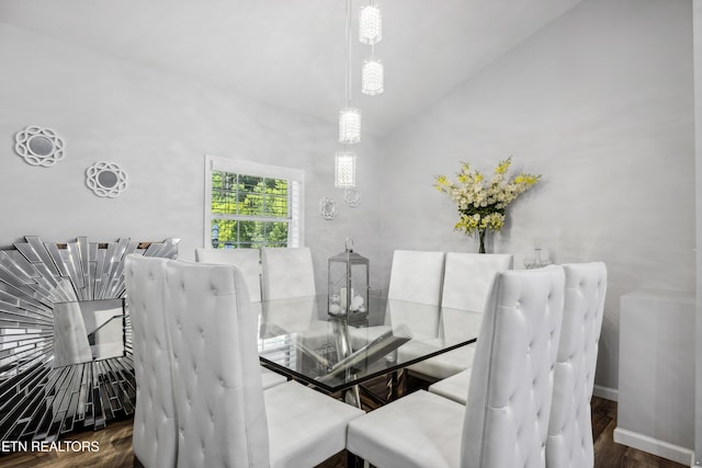 dining area featuring dark wood-type flooring