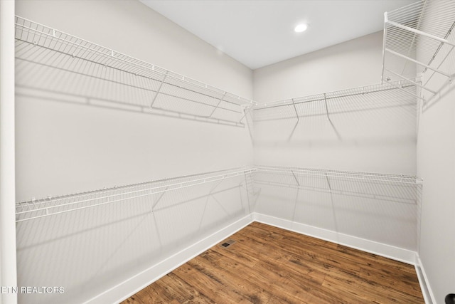 walk in closet featuring hardwood / wood-style floors