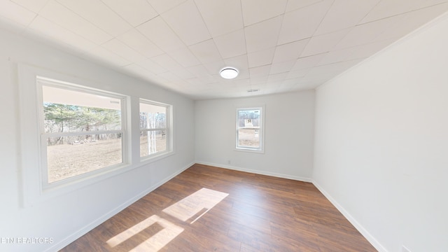 unfurnished room with hardwood / wood-style flooring