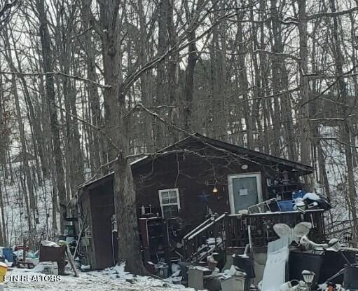 view of snow covered exterior