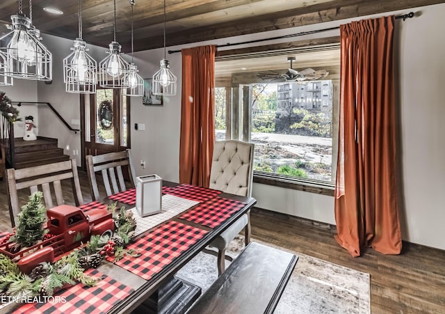 dining room with dark wood-type flooring