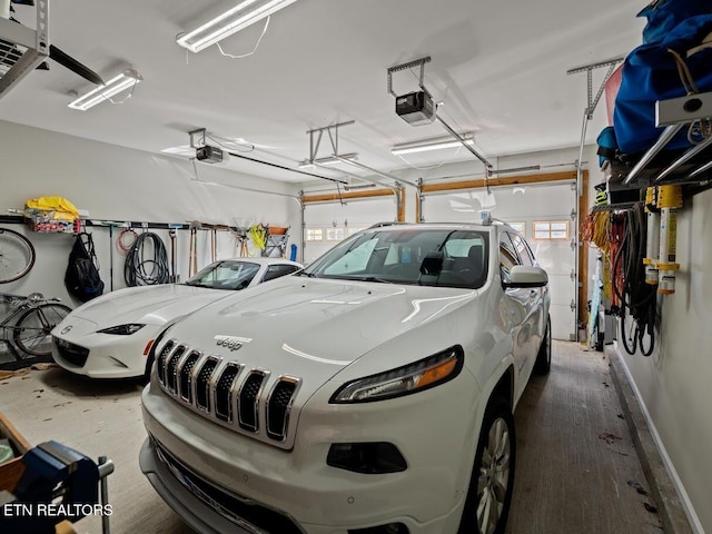 garage with a garage door opener