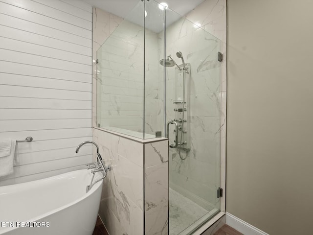 bathroom with plus walk in shower