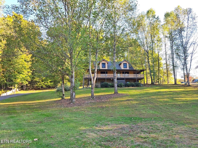 view of yard featuring a deck