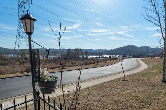 view of water feature with a mountain view