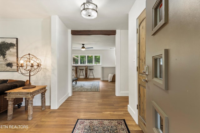 corridor featuring light hardwood / wood-style flooring