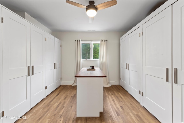 interior space featuring ceiling fan and light hardwood / wood-style flooring