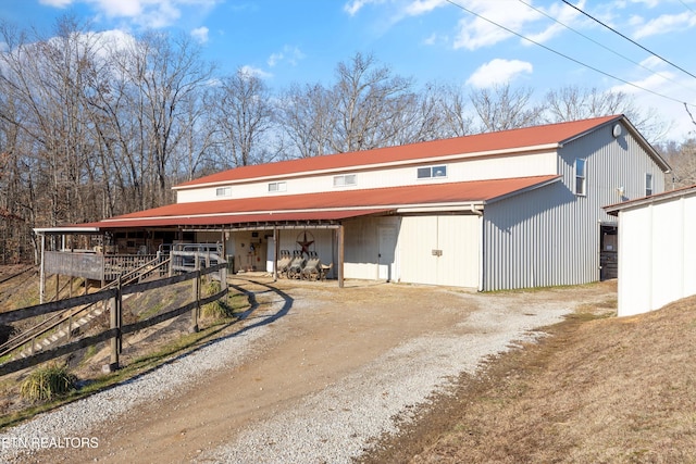 exterior space with an outbuilding