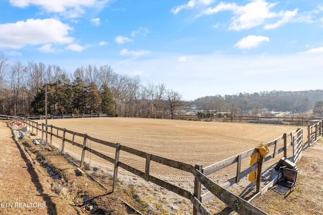 view of yard with a rural view