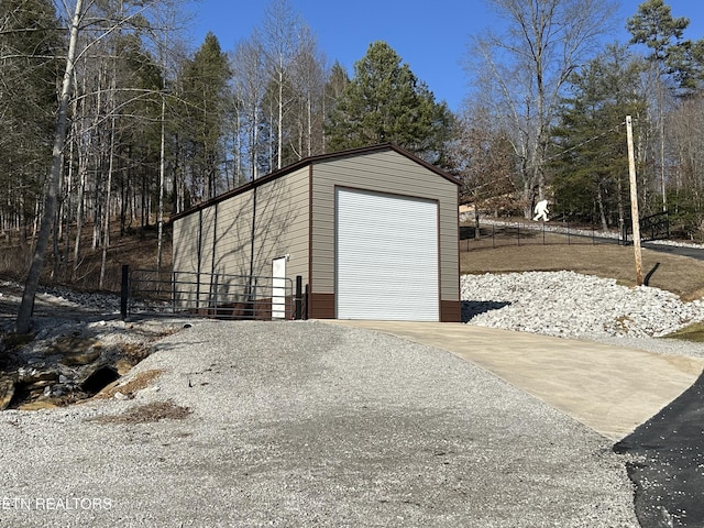 view of outdoor structure with a garage