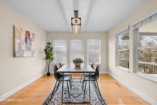 dining room with light wood-type flooring