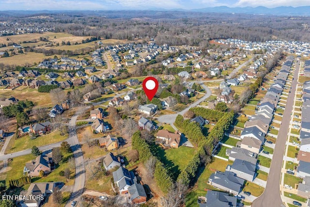 aerial view with a mountain view