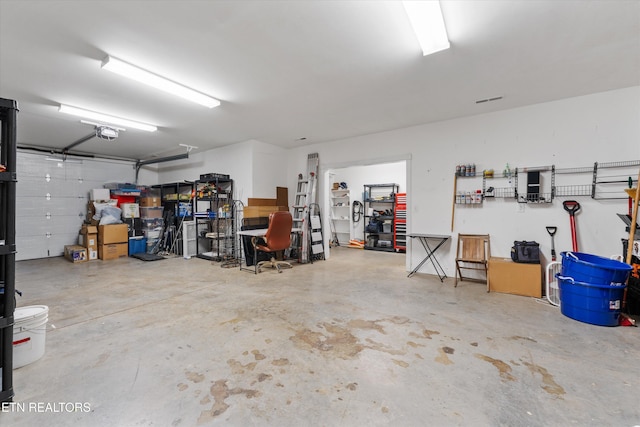 garage with a garage door opener