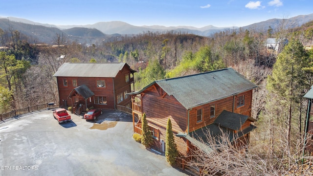 drone / aerial view with a mountain view