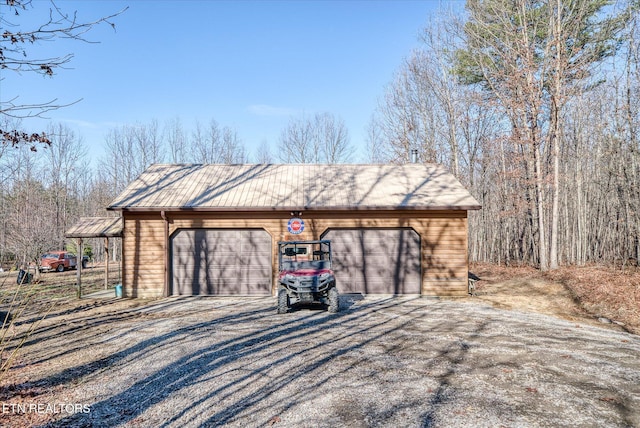 exterior space with a garage