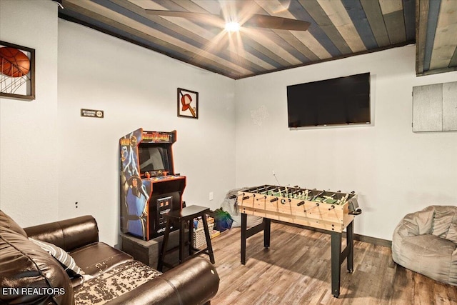 rec room featuring hardwood / wood-style floors