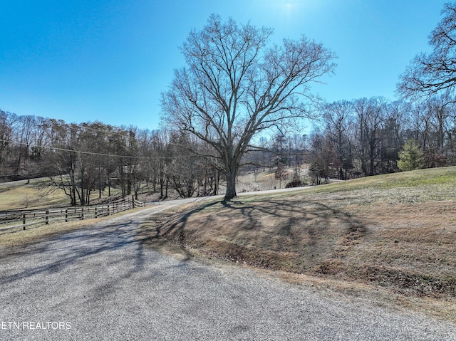 view of road with a rural view