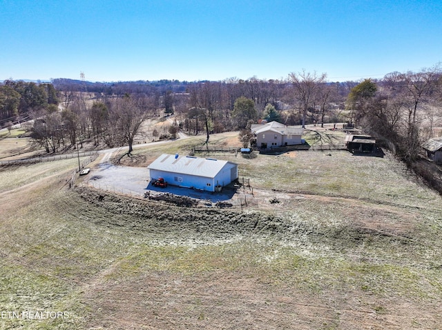 aerial view with a rural view