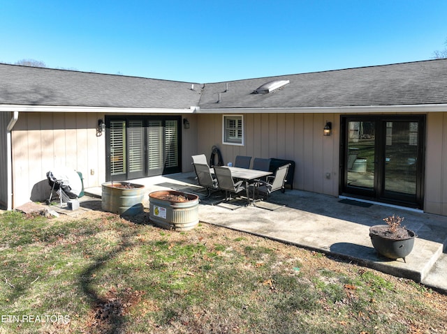 view of patio / terrace with a fire pit